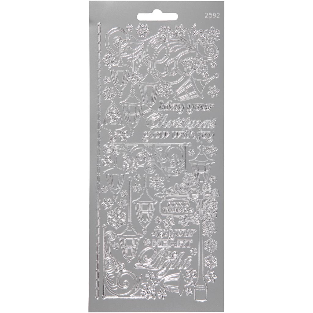 Creativ company stickers, lantaarnen, vel 10x23 cm, zilver, 1 vel