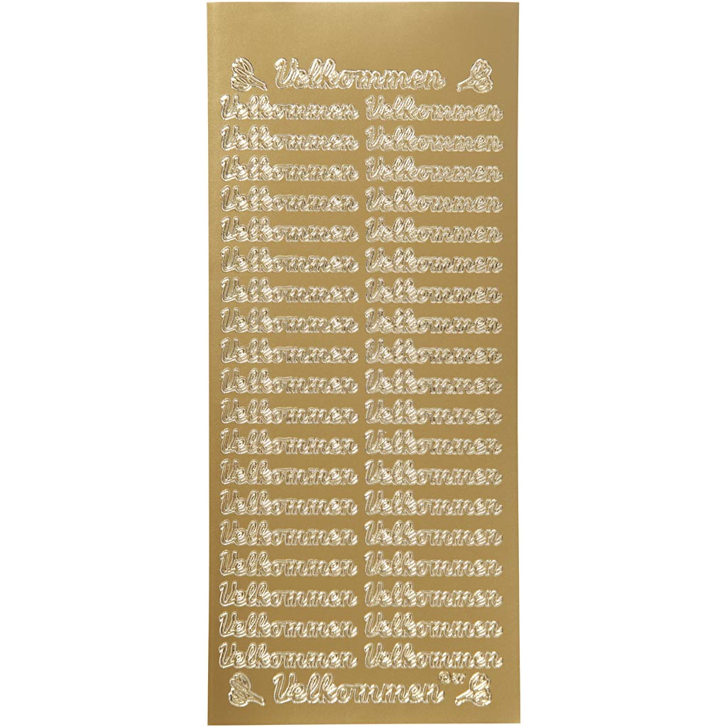 Creativ company stickers, velkommen, vel 10x23 cm, goud, 1 vel