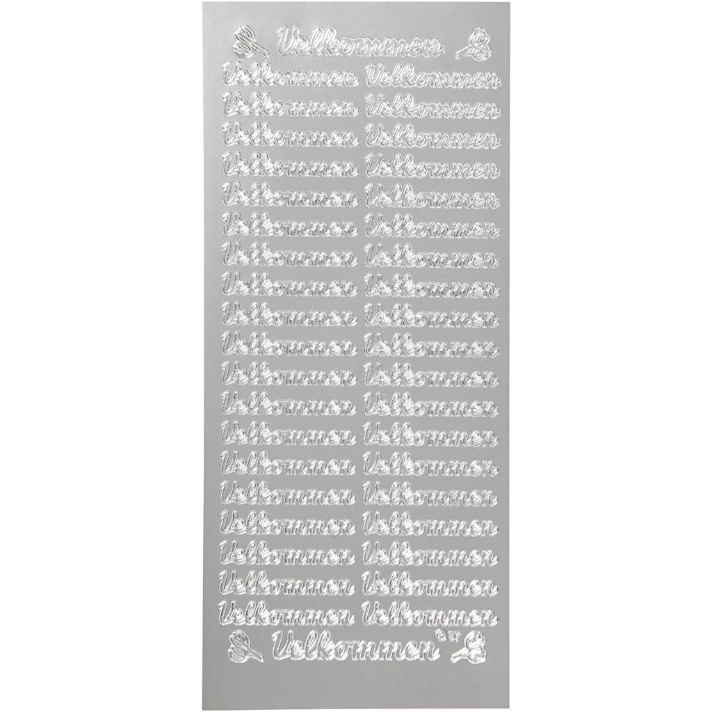 Creativ company stickers, velkommen, vel 10x23 cm, zilver, 1 vel