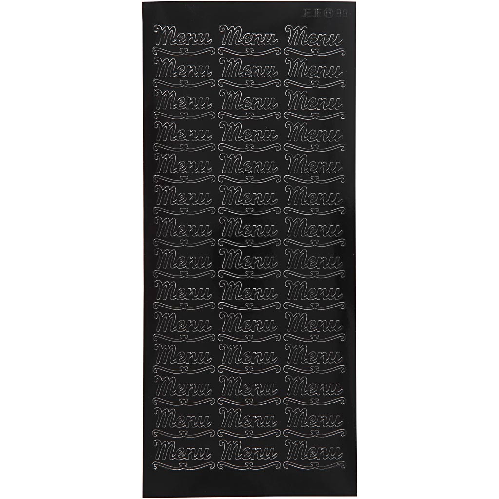 Creative bedrijfsstickers, menu, vel 10x23 cm, zwart, 1 vel