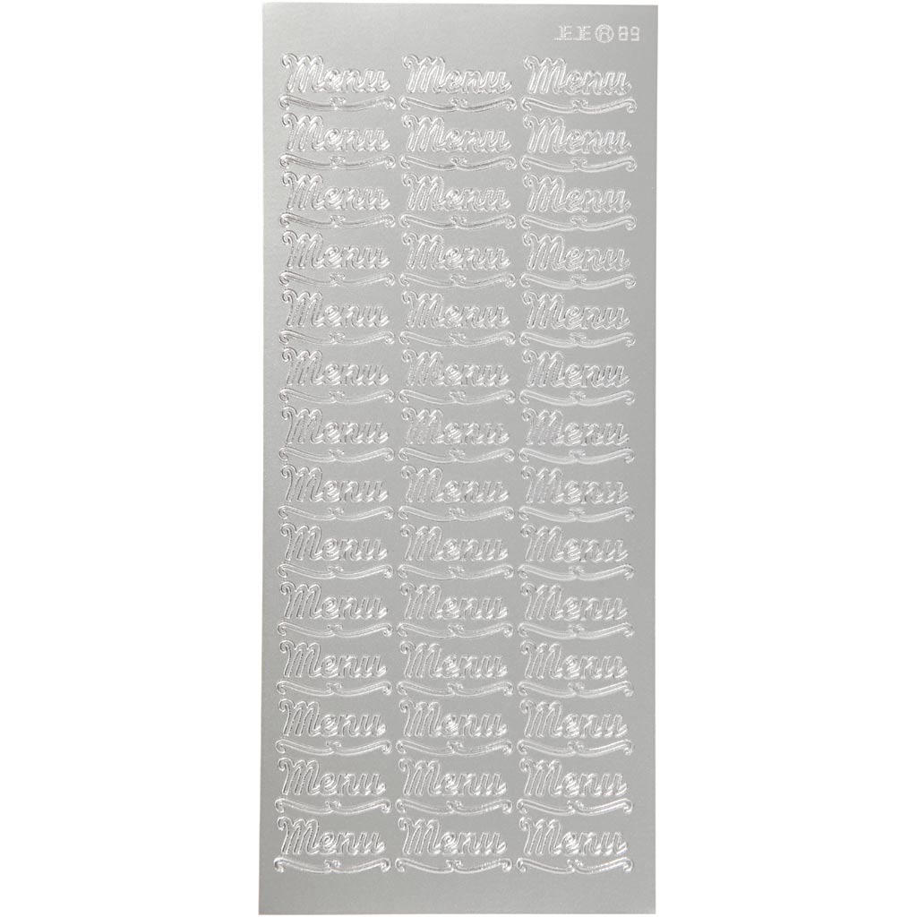 Creativ company stickers, menu, vel 10x23 cm, zilver, 1 vel