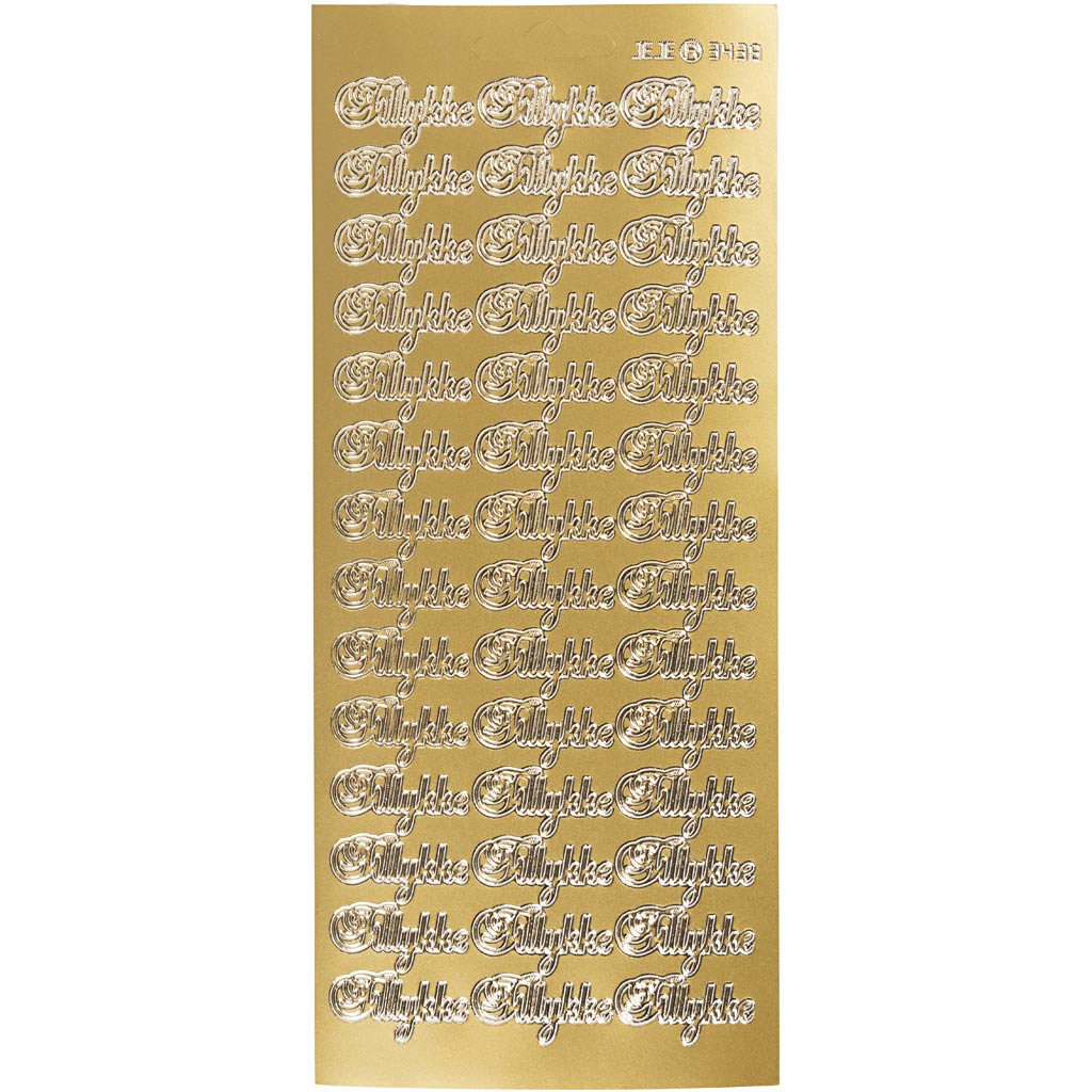 Creativ company stickers, tillykke, vel 10x23 cm, goud, 1 vel