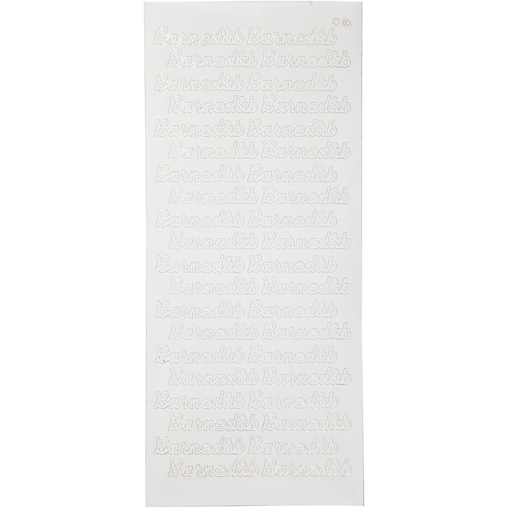 Creativ company stickers, barnedåb, vel 10x23 cm, wit, 1 vel