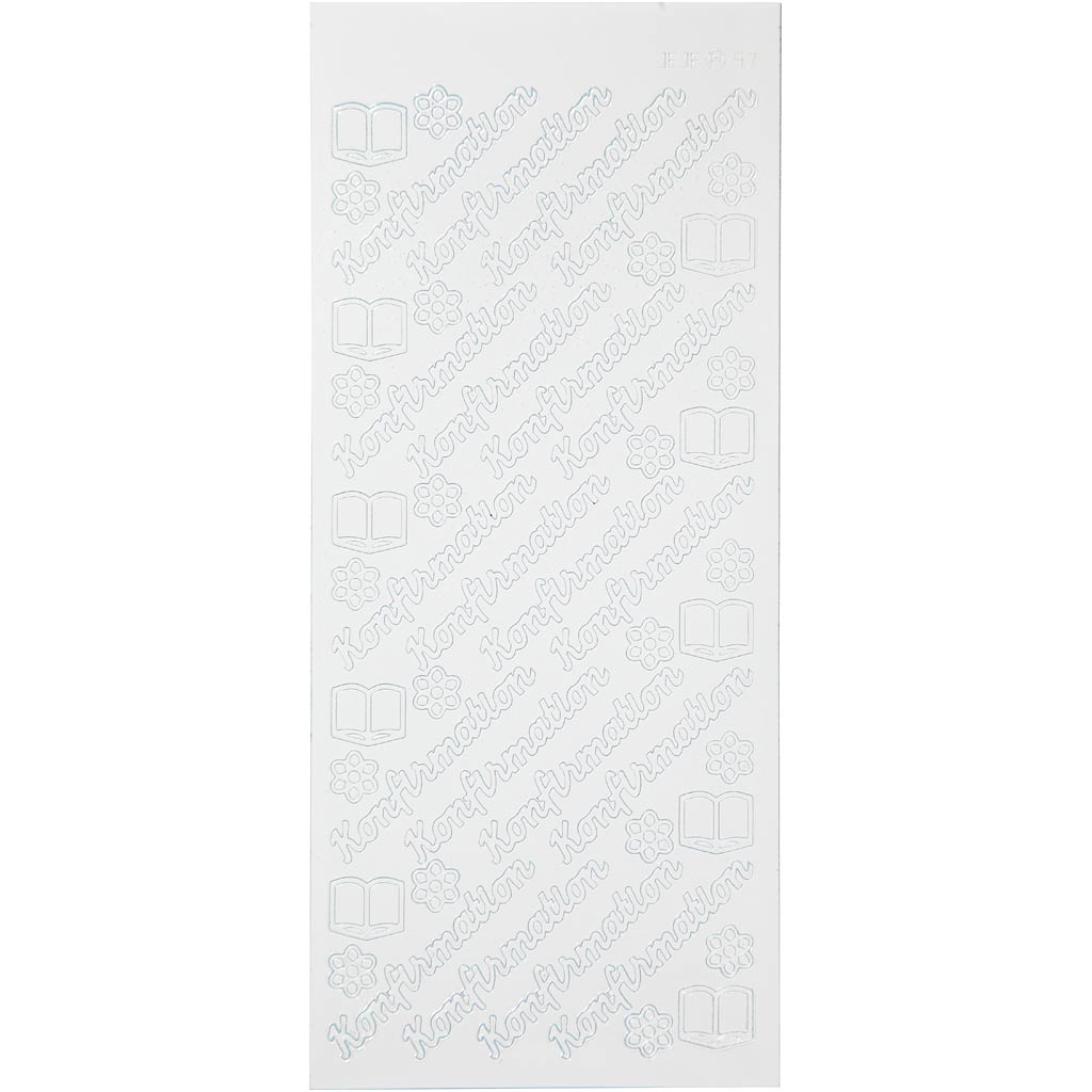 Creativ company stickers, konfirmation, vel 10x23 cm, wit, 1 vel