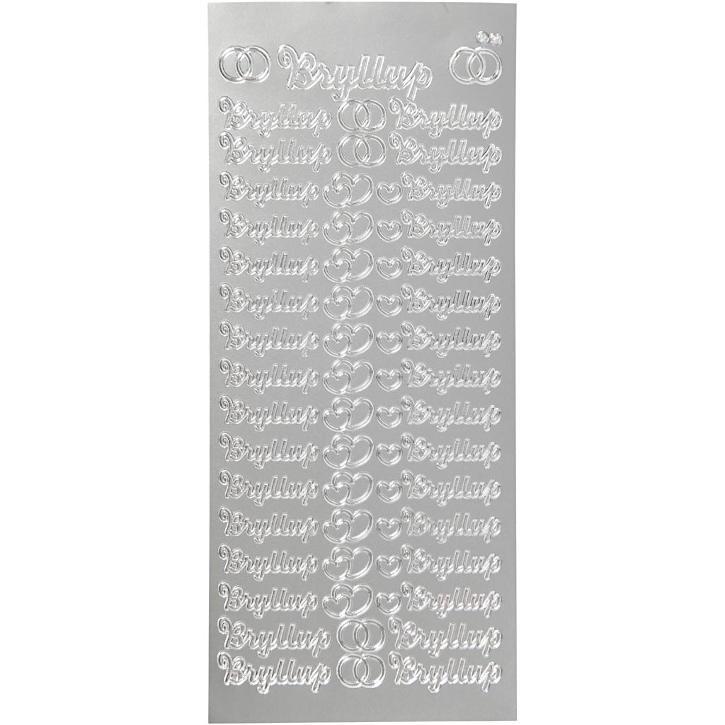 Creativ company stickers, bryllup, vel 10x23 cm, zilver, 1 vel