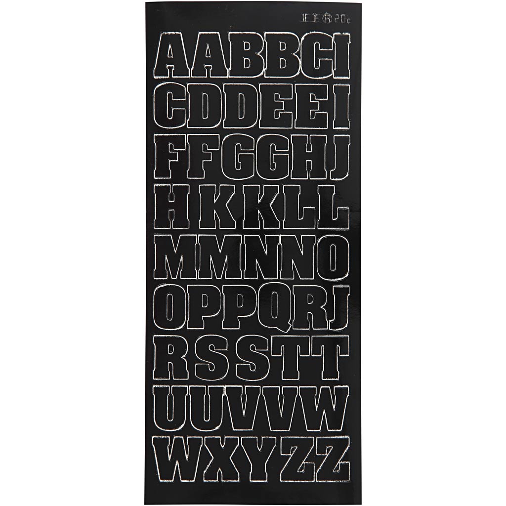 Creativ company stickers, grote hoofdletters, vel 10x23 cm, zwart, 1 vel