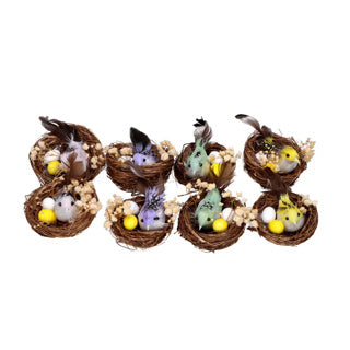 Vogelnestjes 2 in box 4 assorti kleur pasen