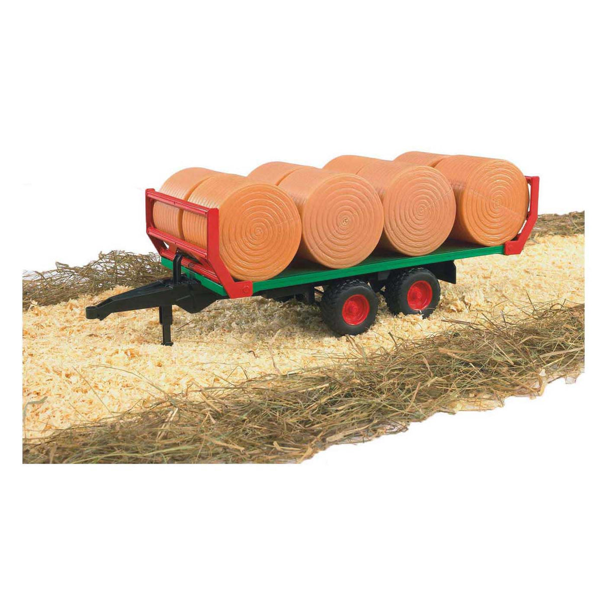 Bruder balentransport aanhanger met 8 ronde balen 1:16