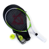 Tennisracket met hoes en 2 ballen - groen