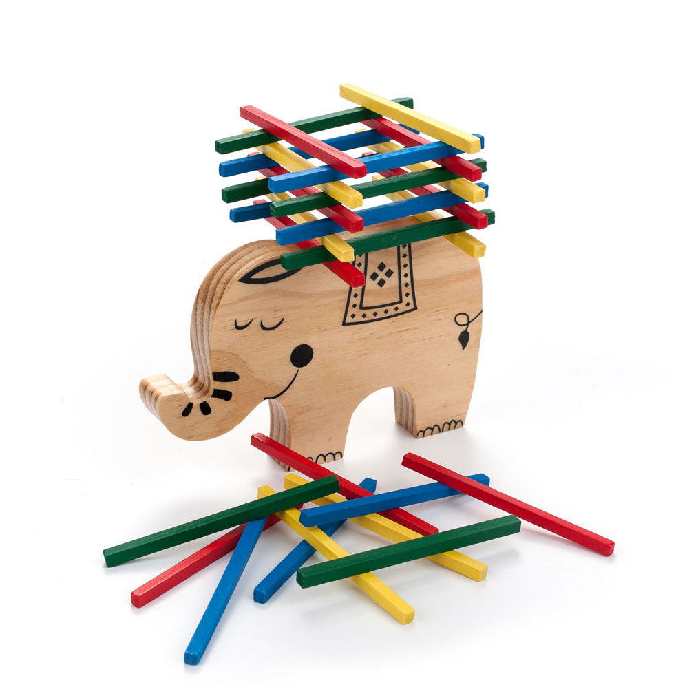 Houten balans spel olifant