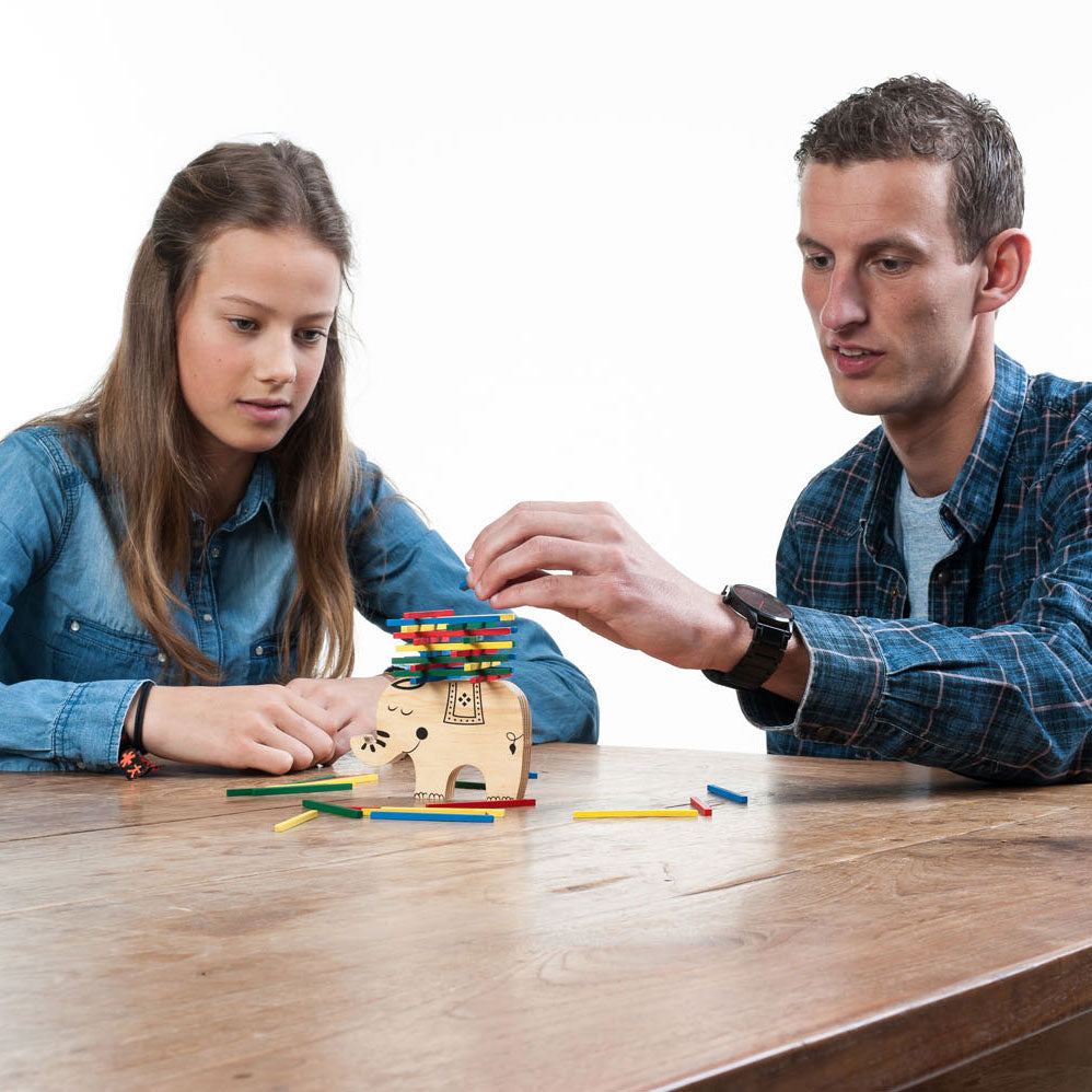 Houten balans spel olifant