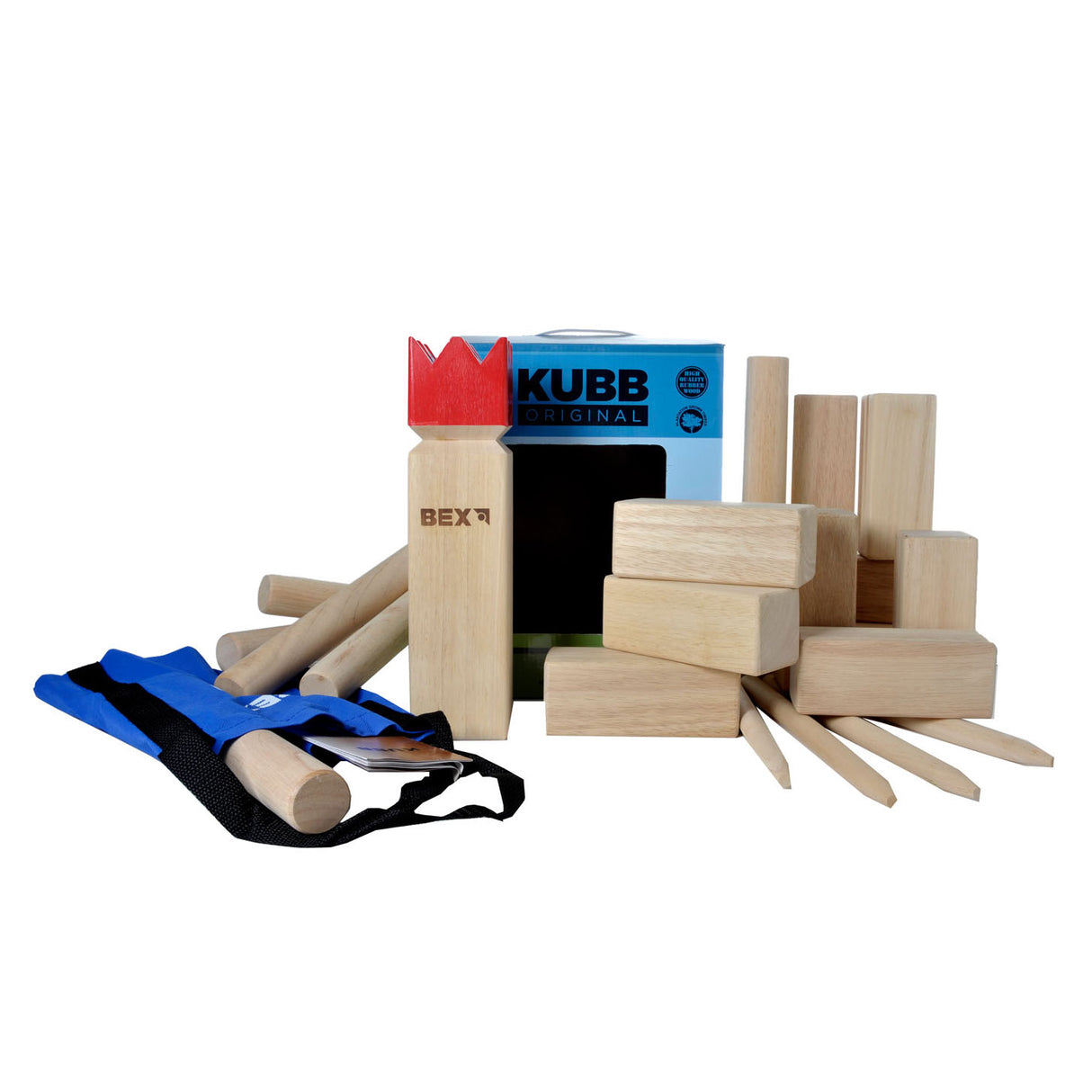 Kubb original rubberhout met rode koning