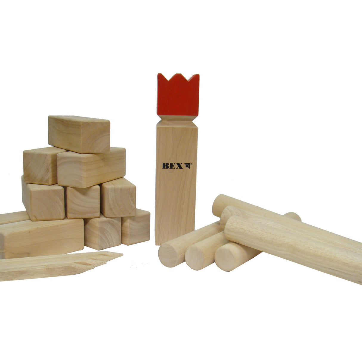 Kubb original rubberhout met rode koning