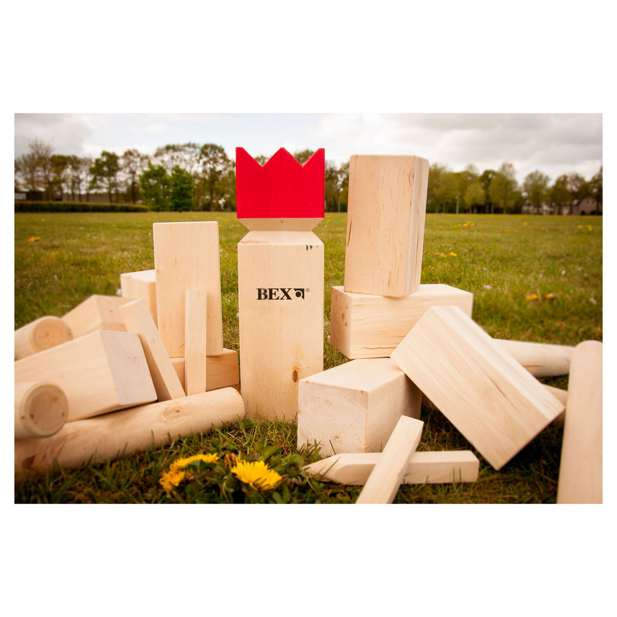 Kubb original rubberhout met rode koning