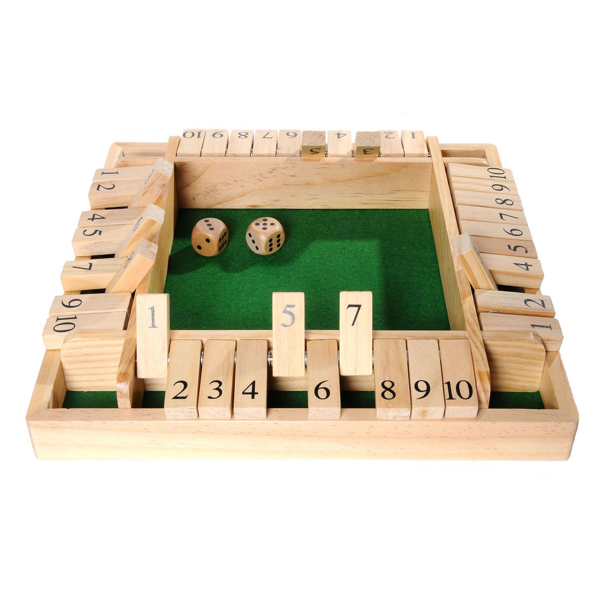 Shut the Box Houten Dobbelspel, 4 spelers