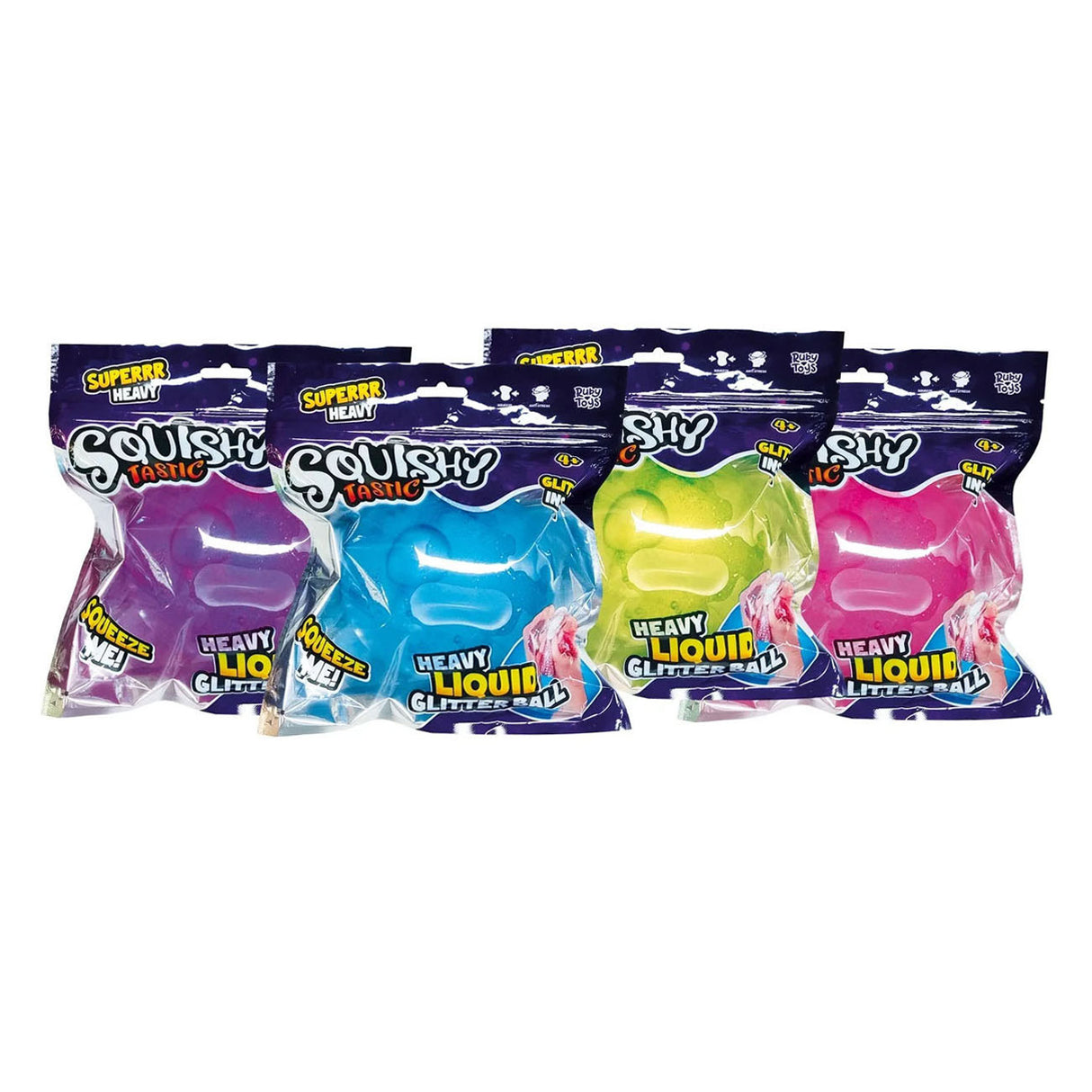 Squishy tastic super zware glitterbal, 12cm