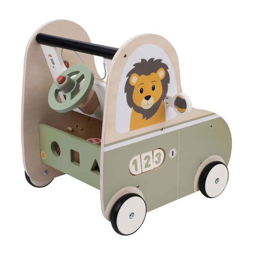 Houten loopwagen auto jack jacky