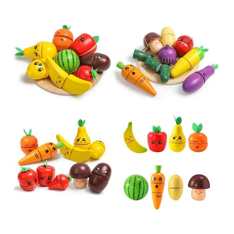 Houten snijset groente en fruit
