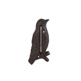 Geen merk buitenthermometer vogel oud bruin metaal 17x8x1cm
