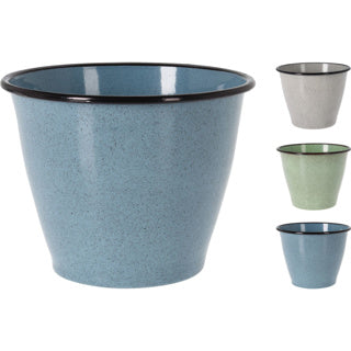 Bloempot metaal 3 assorti kleuren