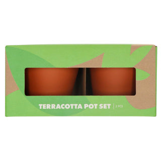 Terracotta potten met bieslook en basilicum zaden 13,5 cm