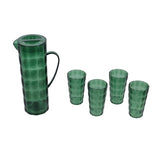 Schenkkan met 4 drinkglazen kunststof groen set van 5