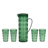 Schenkkan met 4 drinkglazen kunststof groen set van 5