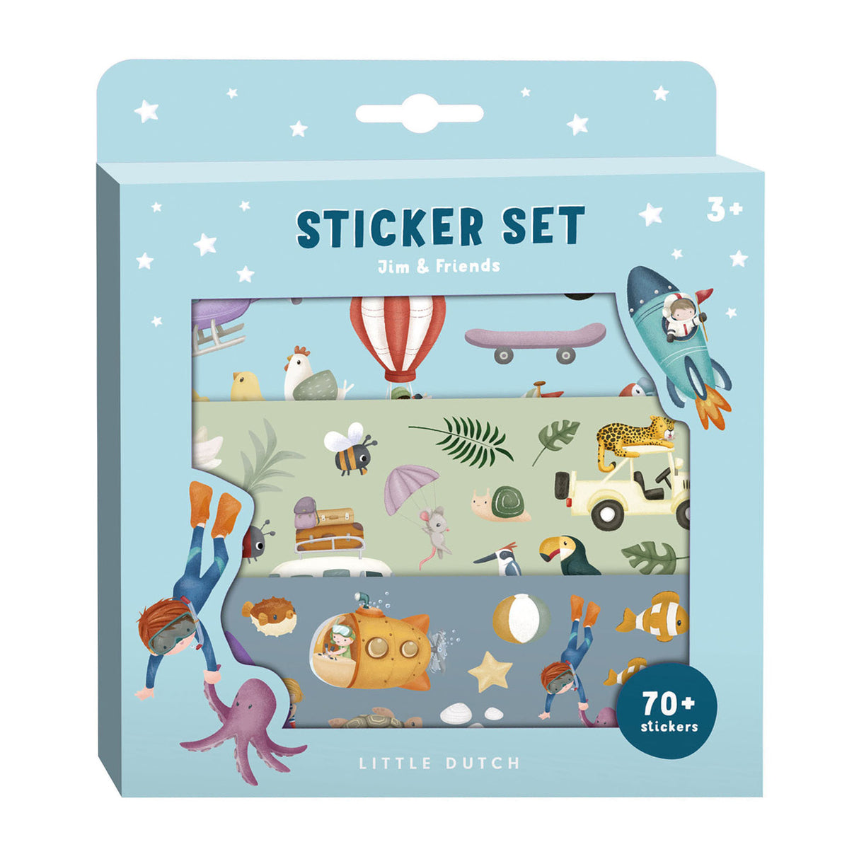Little dutch stickerdoos jim friends, 3 vellen