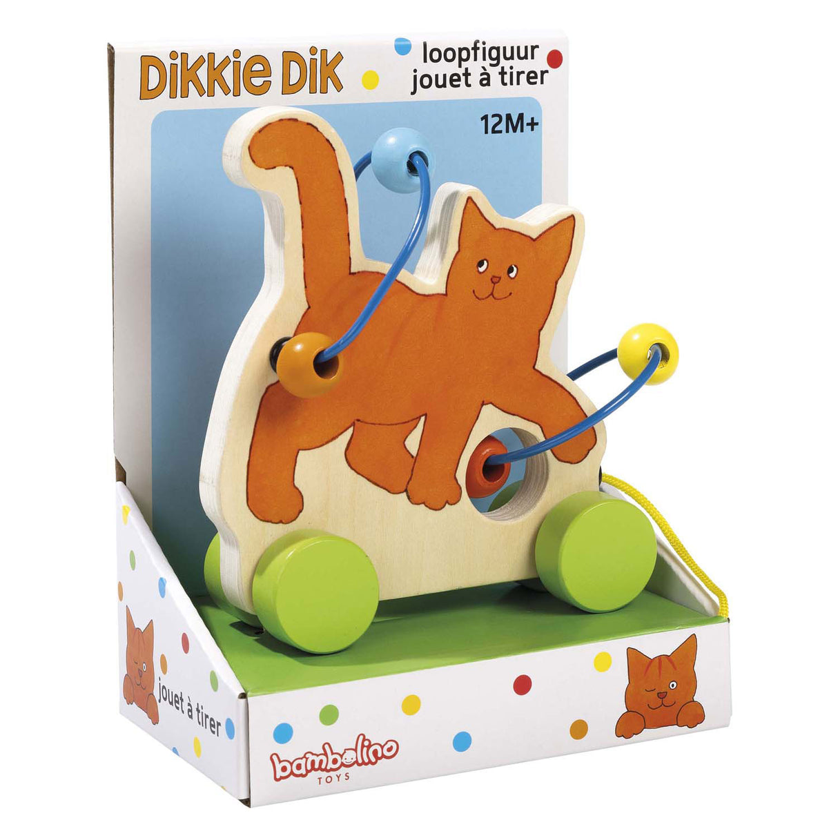 Bambolino toys dikkie dik houten trekfiguur met motoriekspiraal