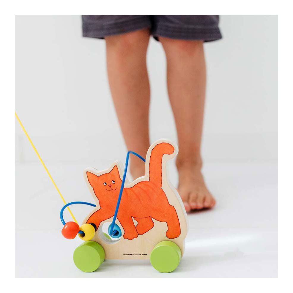 Bambolino toys dikkie dik houten trekfiguur met motoriekspiraal