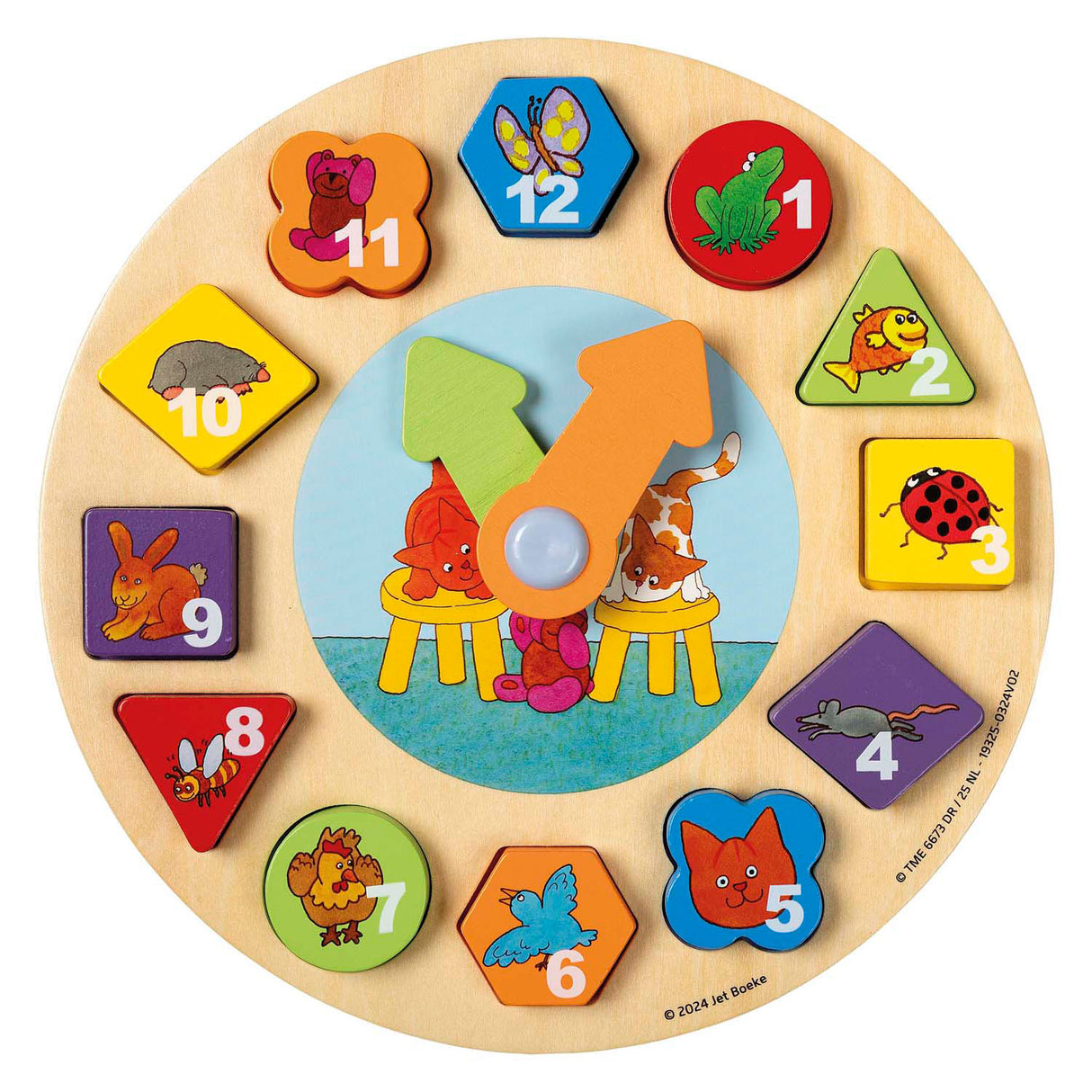 Bambolino toys dikkie dik houten leerklok, 12dlg.