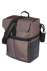Basil fietsschoudertas move mik hooks bruin met helmvak |15l