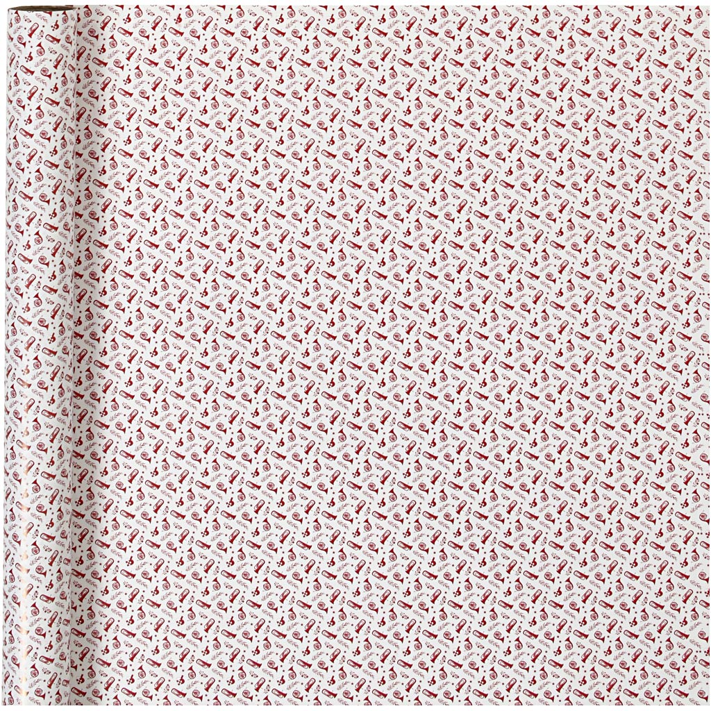 Creativ company inpakpapier, trompet, b: 70 cm, 80 gr, rood, wit, 4 m 1 rol