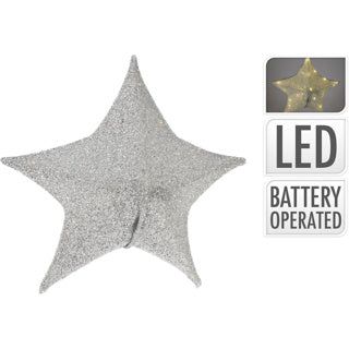Overige merken kerstster van stof met 30 leds 50 cm kleur zilver