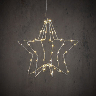 Edelman ster hangend zilver warm wit 60led bo - h30xd30cm