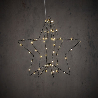 Edelman ster hangend zwart warm wit 60led bo - h32xd30cm