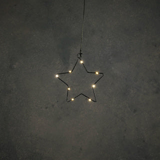 Edelman ster zwart warm wit 8led battery operated - d15cm