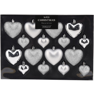 No brand kerstbal heart 8x65 8x45mm zil