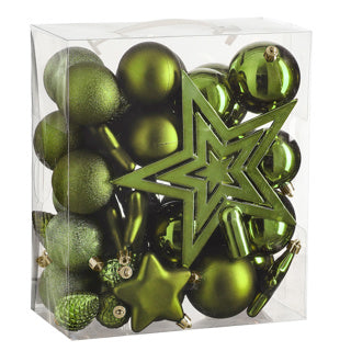 Edelman boom decoratie onbreekbaar d.groen 40 stuks - d8cm
