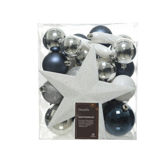 Kerstballen kunststof shiny, matt, glitter mix