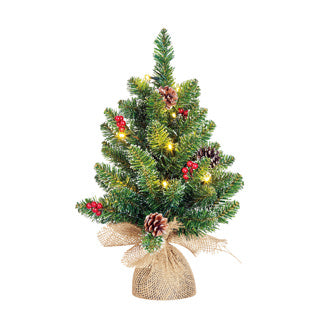 Edelman creston kerstboom led werk op batterijen groen met burlap 15l tips 42 - h45xd35cm