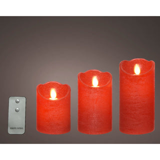 Led zwaaikaars wax wave top bo binnen mix rood h.15cm d.7.5cm