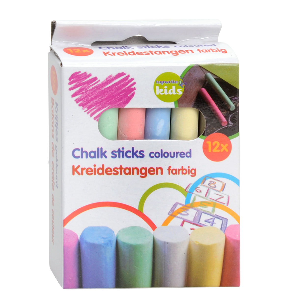 Gekleurd schoolkrijt, 12st