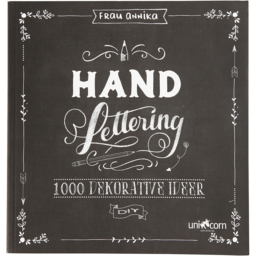 Handlettering - 1000 ideeën, afm 22x23 cm, dikte 2 cm, aantal pagina's 143, 1 stuk, deense tekst
