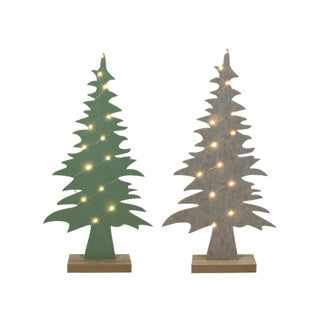 Kerstboom vilt beige l.groen led draad 51cm 2-ass