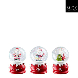 Decoratie waterbal kerstman rood 3 assorti - h6,5xd4,5cm