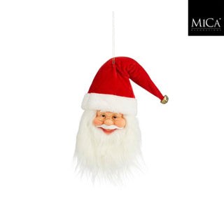 Edelman kerstman hoofd hangend rood - l15xb8xh45cm