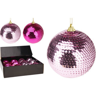 Kerstbal pailletten 95mm 2ass