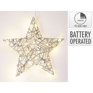 No brand ster 30cm met led zilver