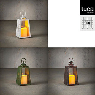 Lantaarn ster boom led wit groen goud 3 assorti battery operated en timer h20,5xd10cm